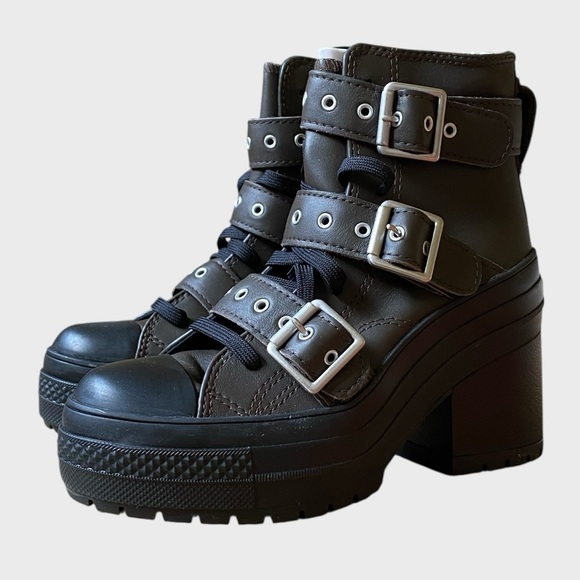 NWB Converse Chuck 70 De Luxe Heel Leather & Buckles Boots Women's Sz 5.5 Brown - Picture 2 of 16